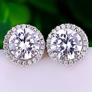 Sterling Silver Luxury Diamond Stud Earrings